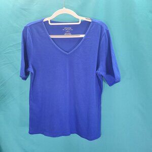 Chicos Ultimate Tee V-Neck Short Sleeve Blue T-Shirt Size 1